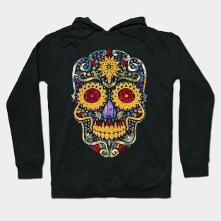 Gothic Day Of The Dead - Stars Sugar Skull - gold colors Hoodie